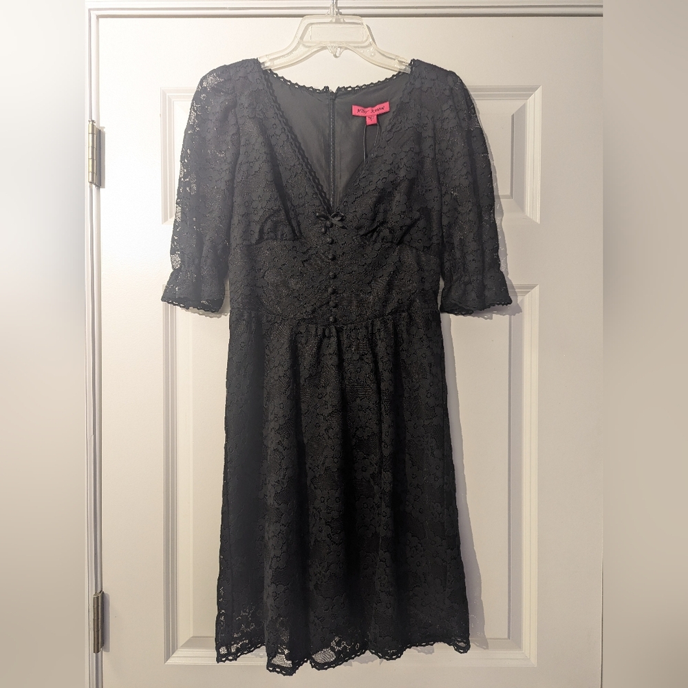 Betsey Johnson Black Lace Long Sleeve Dress